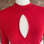 Love Charm Red High Neck Cutout Ruched Drawstring Crop Top L (Jrs) S (Ladies) Photo 1