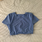 Blue Short sleeve Swim Crop Top Photo 2