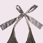 The Limited Vintage Y2K Sand Grey Brown Beaded Grunge Stretch Halter Tank Top Photo 4