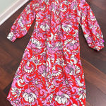 Trina Turk  Midi Shirt Dress Womens Size Small Pink Red Floral Long Sleeve Photo 0