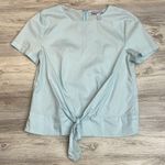 Dylan Gray Powder Blue Short Sleeve Zip Back Tie Front Blouse Size Medium Photo 3