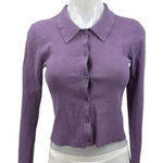 Aritzia Sunday Best Purple Long Sleeve Button Down Crop Cardigan Sweater Top M Photo 0