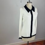 White House | Black Market Petite Black + White Colorblock Cardigan Photo 2