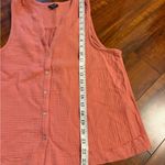 Splendid  Coral Pink Cotton Gauze Sleeveless boho tank Neck Button Down Top small Photo 13