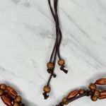 Brown Wood Beaded Tie Belt Boho Hippie Festival Size Small S ✨ Photo 10