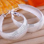 Classic 925 Sterling Silver Hoop Earrings Pierced Ear Jewelry for Women Photo 4