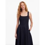 Madewell  Seamed Squareneck Midi Dress Minimalist Jet Black Classic US 0 NWT Photo 1