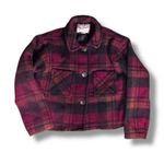 Woolrich Vintage  Cropped Red Plaid Wool Jacket Made In USA Rugged Warm Winter Photo 1