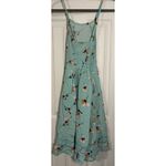 SO  Women's Aqua Dress With Pink Flowers, Lightweight, Flowy, Beautiful, Small Photo 3