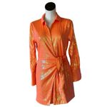 NWOT HOUSE OF HARLOW 1960 All Over Sequins Orange Wrap Shirt Blazer Dress Size XS Photo 2