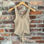 Abercrombie & Fitch Abercrombie Tan Ribbed Henley Sleeveless Bodysuit, XS Photo 5