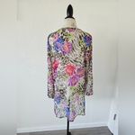 Floral and Leopard Print Swim Coverup Sheet Tunic with Beaded Neckline Pink Size undefined Photo 2