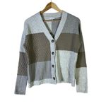 J. Jill Patchwork Cable Knit Cardigan Womens XS Neutral Brown Cozy Cottagecore Photo 1