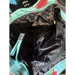 Betsey Johnson Shoulder Bag Purse Floral Teal/Red Roses Studs Logo Side Pockets Photo 7