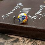 Cute 1960s Colorful Floral Cabochon Stainless Steel Ring Red Photo 5