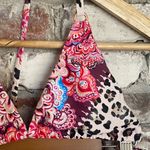 Colorful Pink Paisley and Leopard String Bikini Set Size 10 Photo 1