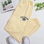 Romwe Pastel yellow  joggers Photo 0