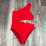Beach Riot  Red Ribbed One Piece Swimsuit  Photo 0