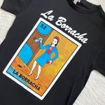 Mexican bingo loteria la borracha drunk lady novelty short sleeve tee Black Photo 4