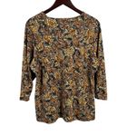 Allison Daley Shirt Black Brown Stretchy Abstract Autumnal Floral Leaves Large Photo 1