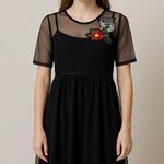 potter's pot  Size Small Black Mesh Floral Embroidered Dress Photo 0