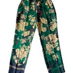 ZARA  Green/Gold Floral Trousers Size M Photo 4