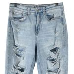 American Eagle  Jeans Womens 4 Light Wash Distressed Cropped Mom High Rise Photo 1