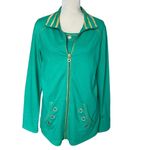 Quacker Factory Womens Two Piece Set Tank Zip Up Jacket Size M Rhinestones Green Photo 3