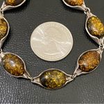 Vintage Mid Century Sterling Baltic Amber Cabochon Link 7" Bracelet 10.7g Photo 8