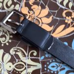 Black Leather Belt with Silver Buckle Sz: 36” Photo 2