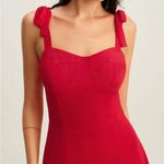 Rihoas Red Sweetheart Neck Tie Strap Midi Dress Size L Photo 1