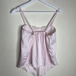 Avian Vintage Pink Satin Tank Top Dainty Elastic Pajama Tie Front Size Medium Photo 6