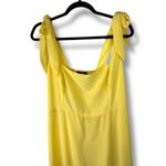 Lulus NWOT Summer Invite Yellow Tie-Strap Woven Chiffon Tiered Midi Dress XL Photo 4