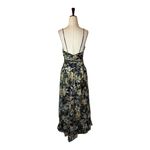 Tanya Taylor ‎ Dress Women 00 Black Floral Print Linen Silk Ruched Lovette Maxi Photo 3