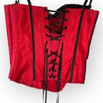 VTG Red and Black Beaded Corset Boustier Lingerie Sexy Christmas Size Small Photo 7
