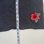 American Eagle Gray Rose Embroidered Crop Hooded Sweatshirt Photo 7