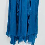 Shoshanna Maxine Metallic Midi Dress Ruffled in Dark Cerulean Blue Women's 6 NEW Photo 7