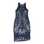 Elegant Blue and Silver Patterned Dress Size M Photo 5