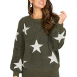 She & Sky Bubble Sleeve Fuzzy Star Sweater Photo 0