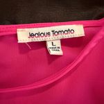 Jealous Tomato  NWOT Pink and White Ruffle Pleated Sleeve Top Photo 3