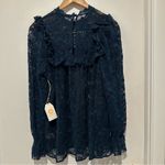 Dark Blue Floral Lace Blouse Chrysanthemum‎ Boho
Farmhouse High Neck Size S Photo 1