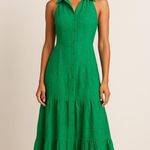 Studio F Green Eyelet Halter Maxi Dress Size 10 Photo 0