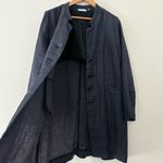 Habitat  Navy Linen Blend Textured Button Front Coat Lagenlook Jacket Large Photo 7