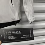 PinFin Womens Hooded Windbreaker Jacket Sz Medium White Outdoor Hiking Rain Coat Photo 8