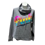 Victoria's Secret  PINK Women's M Gray Cowl Neck Hoodie Rainbow Logo Photo 4