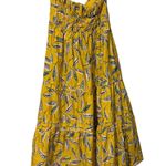 Anthropologie 100% Cotton Yellow Floral Somerset Strapless Maxi Dress Size Large Photo 5
