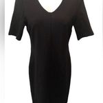 CAbi Claire Ponte Knit Sheath Dress Sz. 6 Black Short Sleeve V Neck #3101 Photo 0