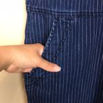 American Eagle Women’s Blue White Pinstripe Lightweight Denim Shortalls Romper Photo 3