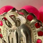 Hot pink beaded cluster vintage rhinestone clip on earrings Photo 6