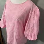 Simply Southern pink eyelet lace elbow length puff sleeve top blouse shirt Large Photo 1